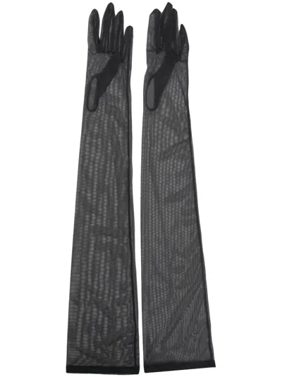 Dolce & Gabbana Elbow-length Stretch-design Gloves In Grey