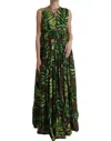 Dolce & Gabbana Green Banana Leaf Sleeveless Long Maxi Dress