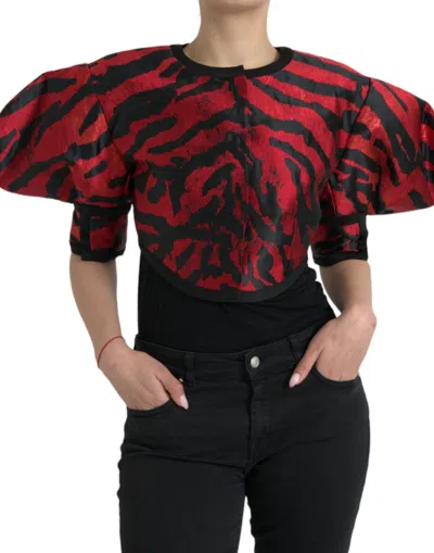 Dolce & Gabbana Elegant Animal Print Coat Jacket In Black And Red