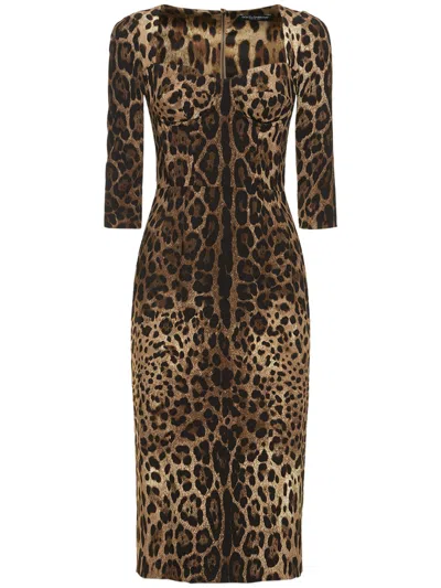 Dolce & Gabbana Elegant Animal Print Midi Dress