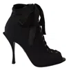 Dolce & Gabbana Black Stretch Short Ankle Boots Shoes In Black
