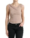 Dolce & Gabbana Elegant Beige V-neck Sleeveless Sheer Tank Top In Beige
