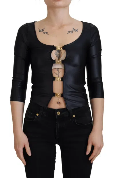 Dolce & Gabbana Open-chest Cotton-nylon Top In Black