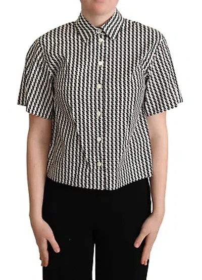 Pre-owned Dolce & Gabbana Elegant Black And White Patterned Cotton Polo