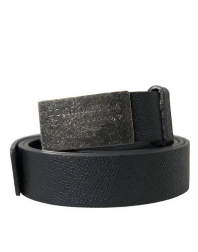 Dolce & Gabbana Elegant Black Calf Leather Belt With Metal Men's Buckle
