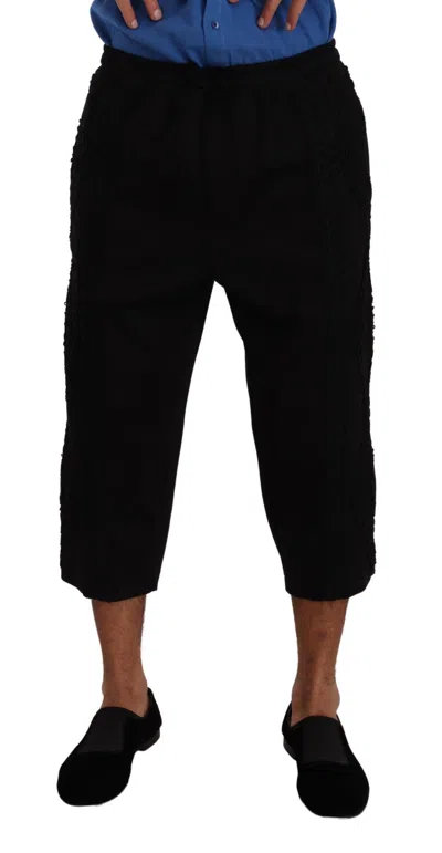 Dolce & Gabbana Cargo-pocket Cotton Blend Cropped Pants In Black