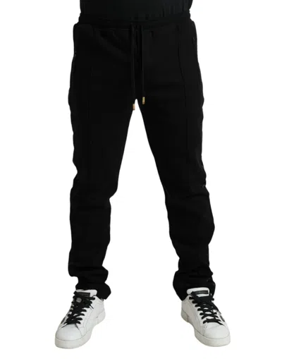 Dolce & Gabbana Elegant Black Cotton Blend Jogger Men's Pants In White