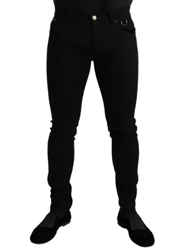 Dolce & Gabbana Elegant Black Cotton Skinny Jeans In Brown