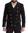 Dolce & Gabbana Black Button Embellished Cotton Blend Jacket In Black