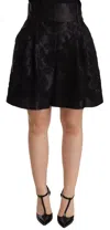 Dolce & Gabbana Black Floral Embroidery Silk High Waist Shorts