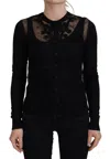 Dolce & Gabbana Black Floral Lace Button Cardigan Sweater