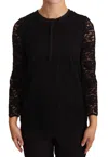 Dolce & Gabbana Black Staff Blouse Floral Lace Nylon Top