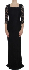 Dolce & Gabbana Elegant Black Floral Lace Maxi Women's Dress In Black