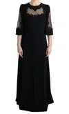 Dolce & Gabbana Black Ricamo Wool Stretch Maxi Dress In Black