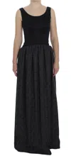 Dolce & Gabbana Black Gray Sheath Gown Full Length Dress In Black