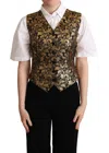 Dolce & Gabbana Black Gold Jacquard Silk Waistcoat Vest
