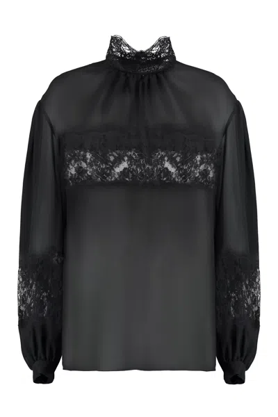 Dolce & Gabbana Elegant Black Lace And Georgette Blouse For Women