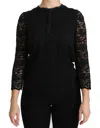 Dolce & Gabbana Black Staff Blouse Floral Lace Nylon Top
