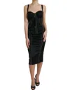 Dolce & Gabbana Elegant Black Lace-up Midi Bodycon Dress In Black