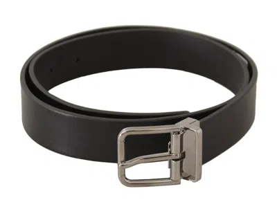 Dolce & Gabbana Elegant Black Leather Belt With Metal Men's Buckle