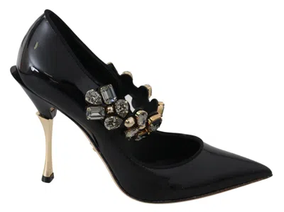 Dolce & Gabbana Crystal-embellished Patent Leather Pumps In Black