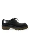 Dolce & Gabbana Black Leather Lace Up Derby Men Dress Shoes In Black