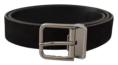 Pre-owned Dolce & Gabbana Elegant Black Leather Grosgrain Belt