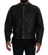 Dolce & Gabbana Elegant Black Leather Jacket With Silver Men's Details In Black