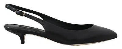 Pre-owned Dolce & Gabbana Elegant Black Leather Slingback Women's Pumps Authentic