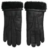 Dolce & Gabbana Black Leather Fur Short Hands Mitten Men Gloves