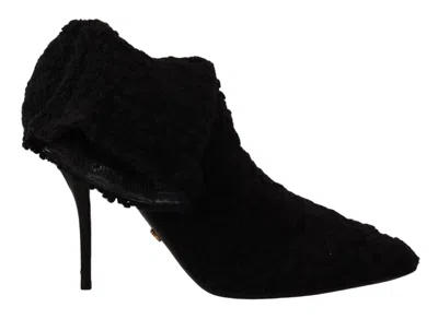 Dolce & Gabbana Stretch Sock Knee High Stiletto Booties In Black