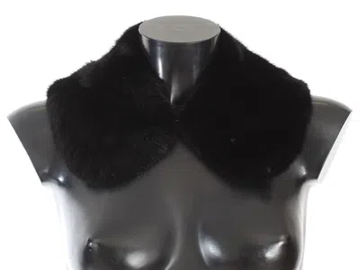 Dolce & Gabbana Silver Fox Fur Shoulder Collar Shawl In Black