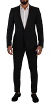 Dolce & Gabbana Elegant Black Patterned Wool-silk Suit