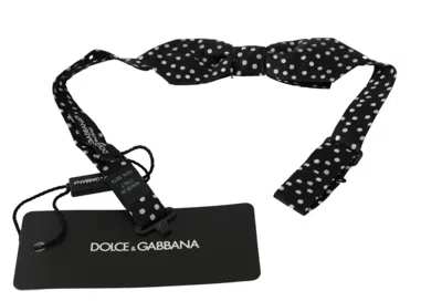 Dolce & Gabbana Elegant Black Polka Dot Silk Bow Men's Tie