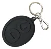 Dolce & Gabbana Black Rubber Dg Logo Silver Brass Metal Keyring Keychain