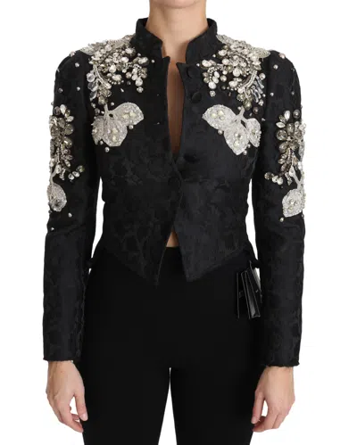 DOLCE & GABBANA ELEGANT BLACK SILVER BAROQUE JACKET