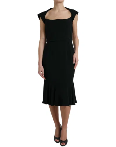 Dolce & Gabbana Elegant Black Stretch Cady Midi Women's Dress