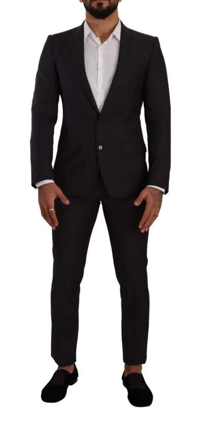 Dolce & Gabbana Martini Wool Blend Slim Fit Suit Pants In Black
