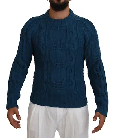 Pre-owned Dolce & Gabbana Elegant Blue Crewneck Sweater