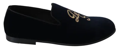 Dolce & Gabbana Elegant Blue Embroidered Loafers In Red