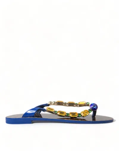 Dolce & Gabbana Flat Sandals Gemstone Strap Design In Multi