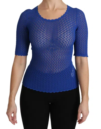Dolce & Gabbana Elegant Blue Sheer Women's Blouse