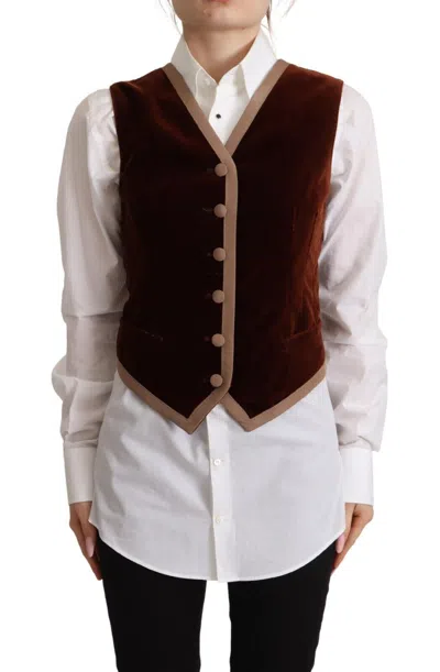 Dolce & Gabbana Bordeaux Velvet Cotton V-neck Sleeveless Vest Top