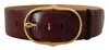 Dolce & Gabbana Maroon Leather Gold Metal Oval Buckle Belt