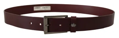 Dolce & Gabbana Brown Leather Silver Metal Crown Buckle Belt