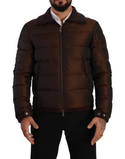 Dolce & Gabbana Elegant Brown Quilted Puffer Men's Jacket