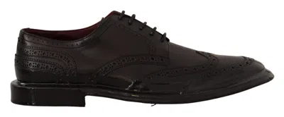 Dolce & Gabbana Black Leather Oxford Wingtip Formal Men Shoes