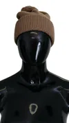 Dolce & Gabbana Brown Solid Knitted Fur Ball Winter Beanie Hat