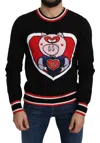 Dolce & Gabbana Black Cashmere Pig Of The Year Pullover Sweater In Black