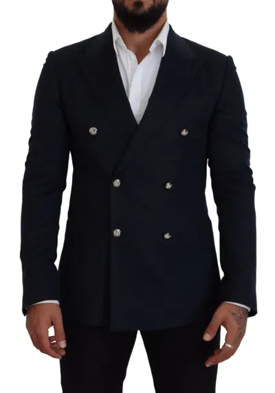 DOLCE & GABBANA DOLCE & GABBANA ELEGANT CASHMERE-SILK BLEND BLUE MEN'S BLAZER